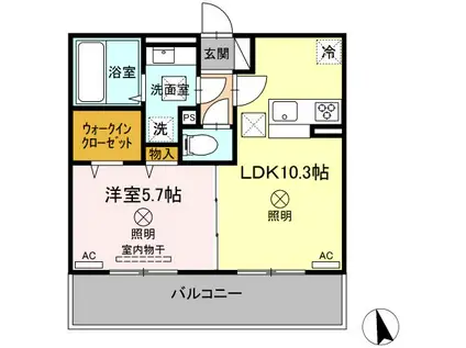カーサ八代(1LDK/3階)の間取り写真