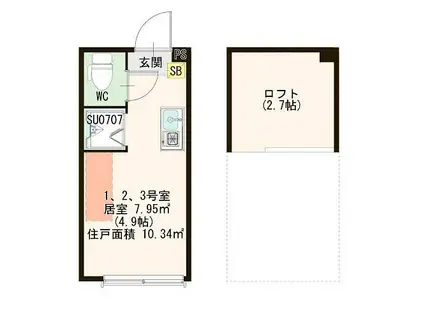 ハーモニーテラス中板橋II(ワンルーム/1階)の間取り写真