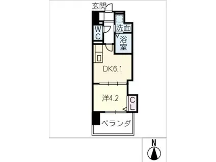 エルミナグラン(1DK/3階)の間取り写真
