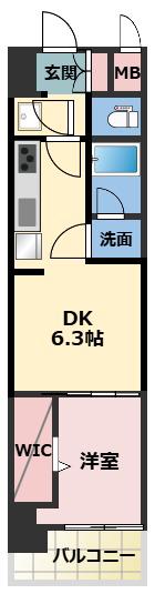 ALIVIS九条(1DK/13階)の間取り写真
