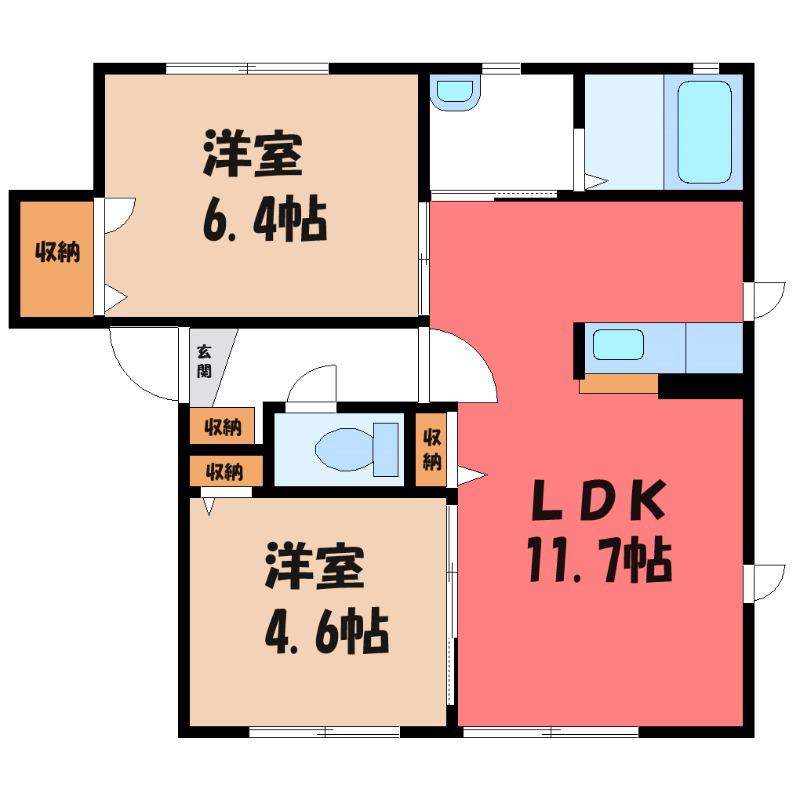 ティンカーベル(2LDK/1階)の間取り写真