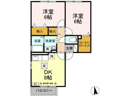 セジュールつるまい101(2DK/1階)の間取り写真