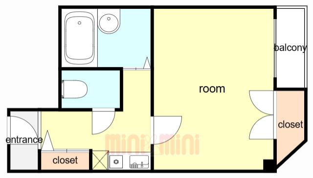 ブロスコート住吉(1K/2階)の間取り写真