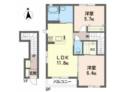 パレーベイス(2LDK/2階)の間取り写真