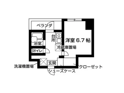 カラーブリア(1K/3階)の間取り写真