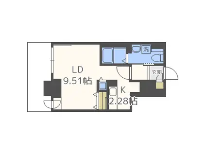パシフィックタワー札幌(1K/8階)の間取り写真
