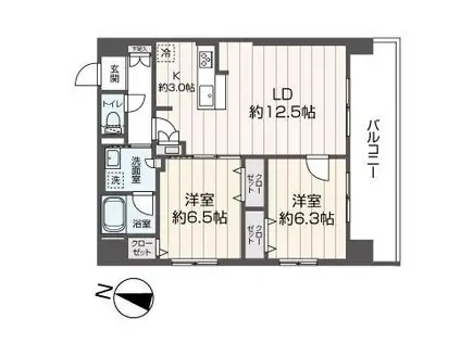 COH RESIDENCE 札幌(2LDK/12階)の間取り写真