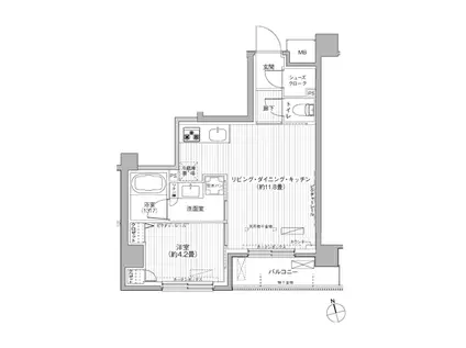 CIELLE自由が丘(1LDK/4階)の間取り写真