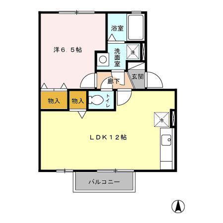 ウィルモア田迎(1LDK/2階)の間取り写真