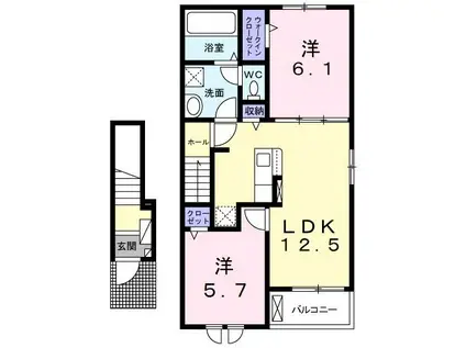 アルモニー・Y I(2LDK/2階)の間取り写真
