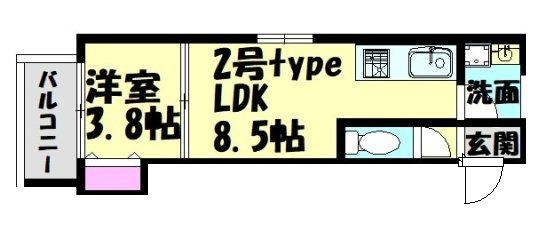 D PORTA CLAVEL(1LDK/3階)の間取り写真