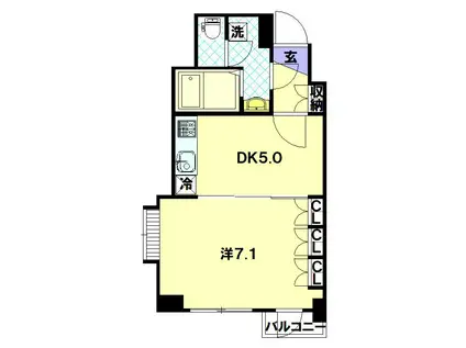 ブラソム八百屋町(1DK/4階)の間取り写真