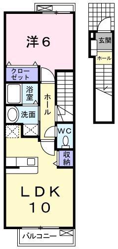 ポラリスI(1LDK/2階)の間取り写真