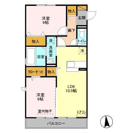 サウスプラザ(2LDK/1階)の間取り写真