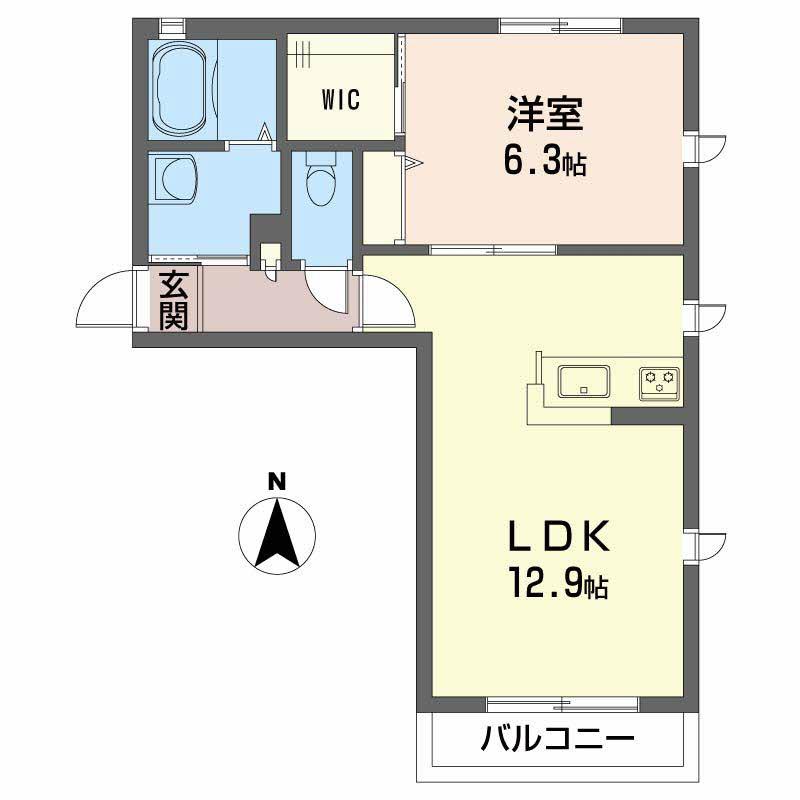 沖洲 清流荘 2(1LDK/1階)の間取り写真