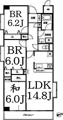 TS GARDEN横浜岸根公園(3LDK/4階)の間取り写真