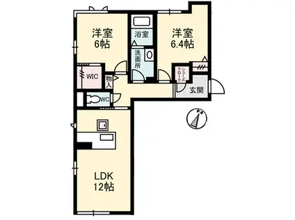 SAISON 西原(2LDK/1階)の間取り写真