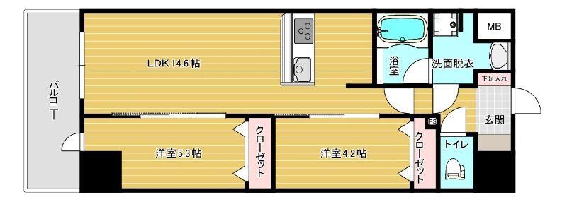 リファレンスリバービュー室見(2LDK/7階)の間取り写真