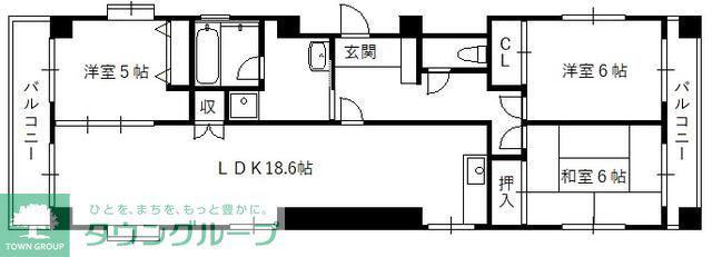 須田ビル(3LDK/6階)の間取り写真
