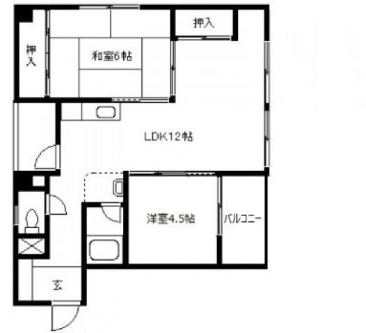 新見ビル(2LDK/4階)の間取り写真