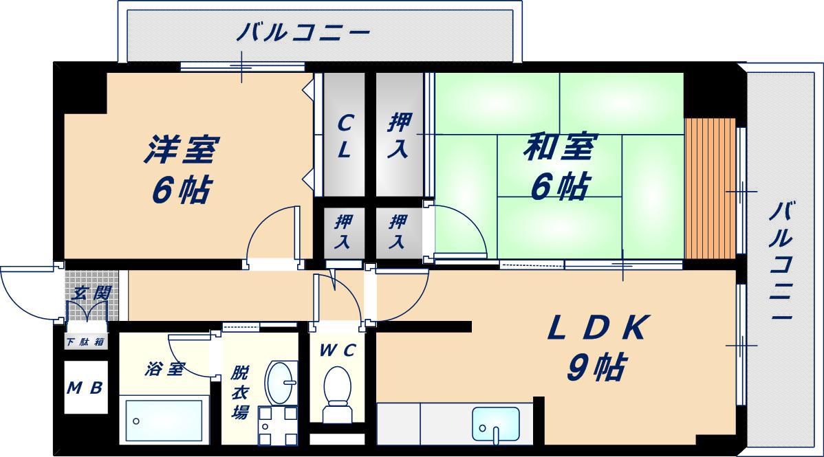サン・コーポラス小阪(2LDK/3階)の間取り写真