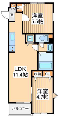 オーシャン本牧(2LDK/2階)の間取り写真