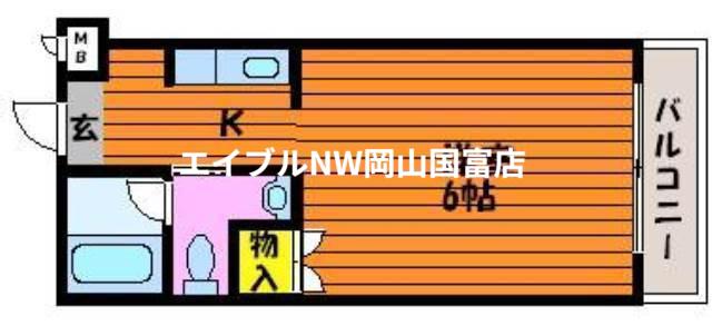 シャインブライト北方(1K/2階)の間取り写真