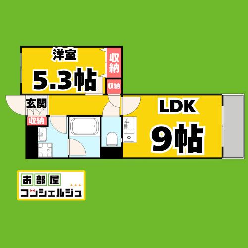 ロータス亀島(1LDK/6階)の間取り写真
