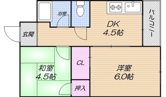 茜マンション(2DK/1階)の間取り写真