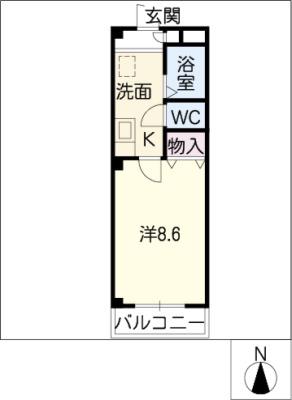 アルカンシエル(1K/2階)の間取り写真