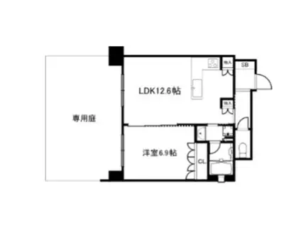 リーガル京都御所西V(1LDK/1階)の間取り写真