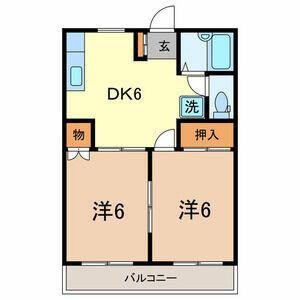 アラタA棟(2DK/1階)の間取り写真