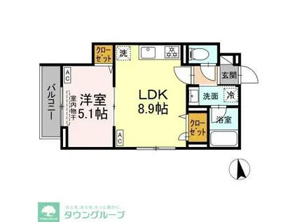 セレスティア北加平(1LDK/2階)の間取り写真