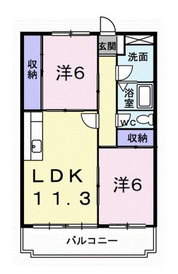 あかねランド(2LDK/3階)の間取り写真