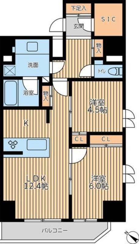 CITY LUX YOKOHAMA(2LDK/9階)の間取り写真
