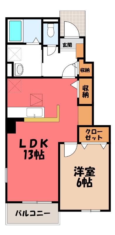 ヴェルデI(1LDK/1階)の間取り写真