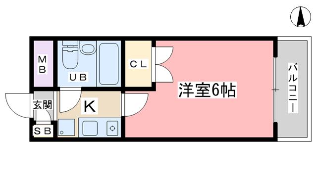 レジデンス勧修寺(1K/4階)の間取り写真