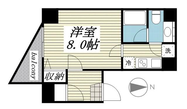 K・HIROO(1K/8階)の間取り写真