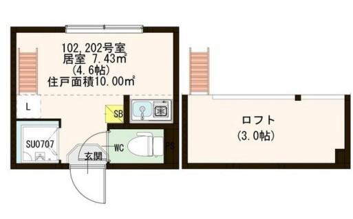 SUNBLOOM 中落合(ワンルーム/1階)の間取り写真