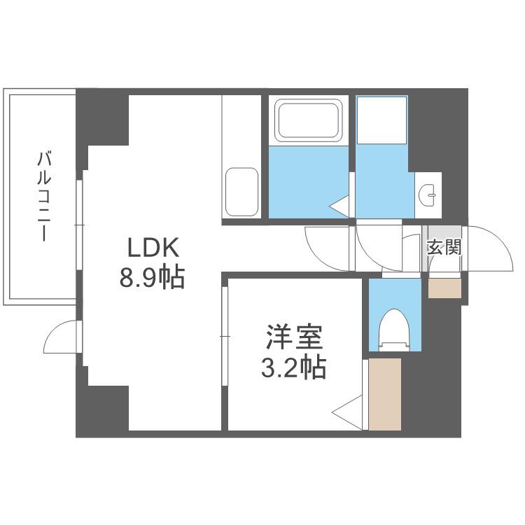 ジーグランデ九条(1LDK/6階)の間取り写真