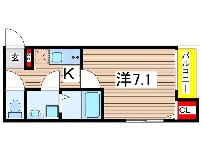 SUN BRIGHT 東綾瀬(1K/2階)の間取り写真