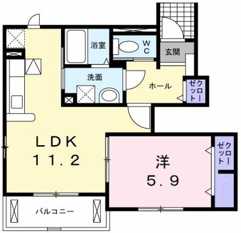 グランドゥールA(1LDK/1階)の間取り写真