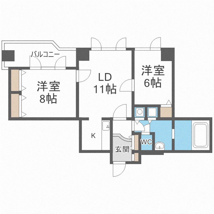 ビッグパレス西線ウエスト(2LDK/2階)の間取り写真