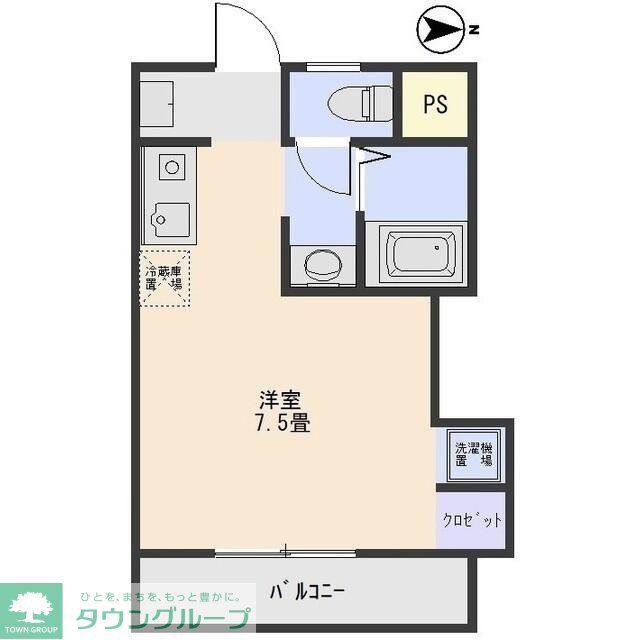 パークサイドホソイ(ワンルーム/1階)の間取り写真