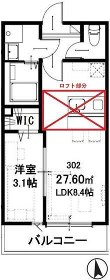 SUNRISE姫路(1K/2階)の間取り写真