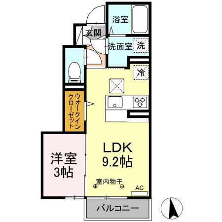サンパティ盛南II(1LDK/1階)の間取り写真