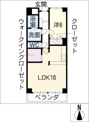 ソシア楠乃木(1LDK/2階)の間取り写真