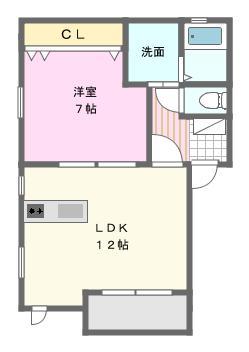 ヴェルデI(1LDK/2階)の間取り写真