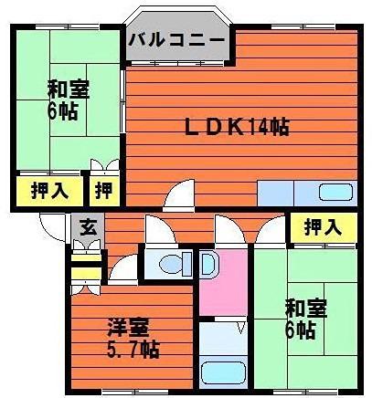 ヴェルフィオーレNT C(3LDK/2階)の間取り写真