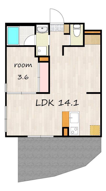 8COURT(1LDK/1階)の間取り写真
